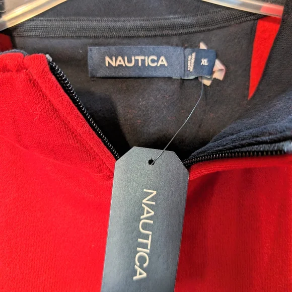 Nautica‎ men's Red blue pullover size XL quarter zip nwt - Picture 3 of 9